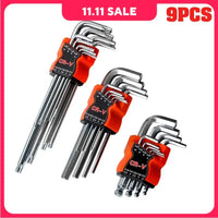 Lot de 9  clés Allen, clé à tête étoile Torx,